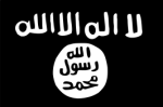Standard flag of Islamic State of Iraq and the Levant (ISIL) and/or Islamic State of Iraq and al-Sham (ISIS) - Variant van de standaard Islamitische Staat in Irak en de Levant (ISIL) en/of Islamitische Staat in Irak en al-Sham (ISIS), kortweg IS-vlag (Da'isj of Daesh vlag) met het sjahada
